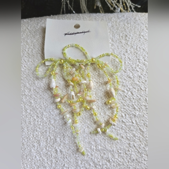 NEW!! Free People, Say You Love Me Bow Dangle Earrings, Sage -NWT! - Picture 4 of 6